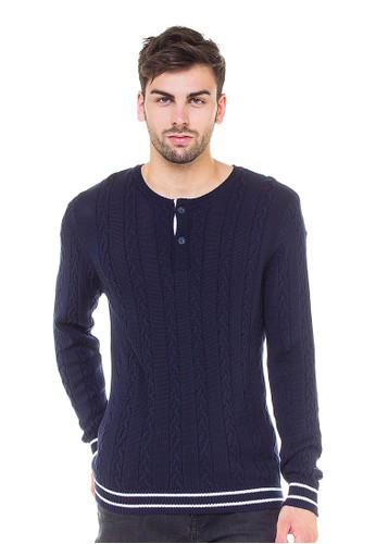 Knitwork Navy Cable Knit Sweater