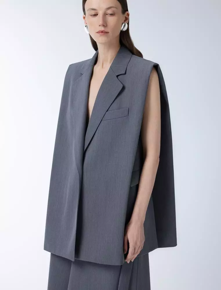 Solid color temperament mid-length vest