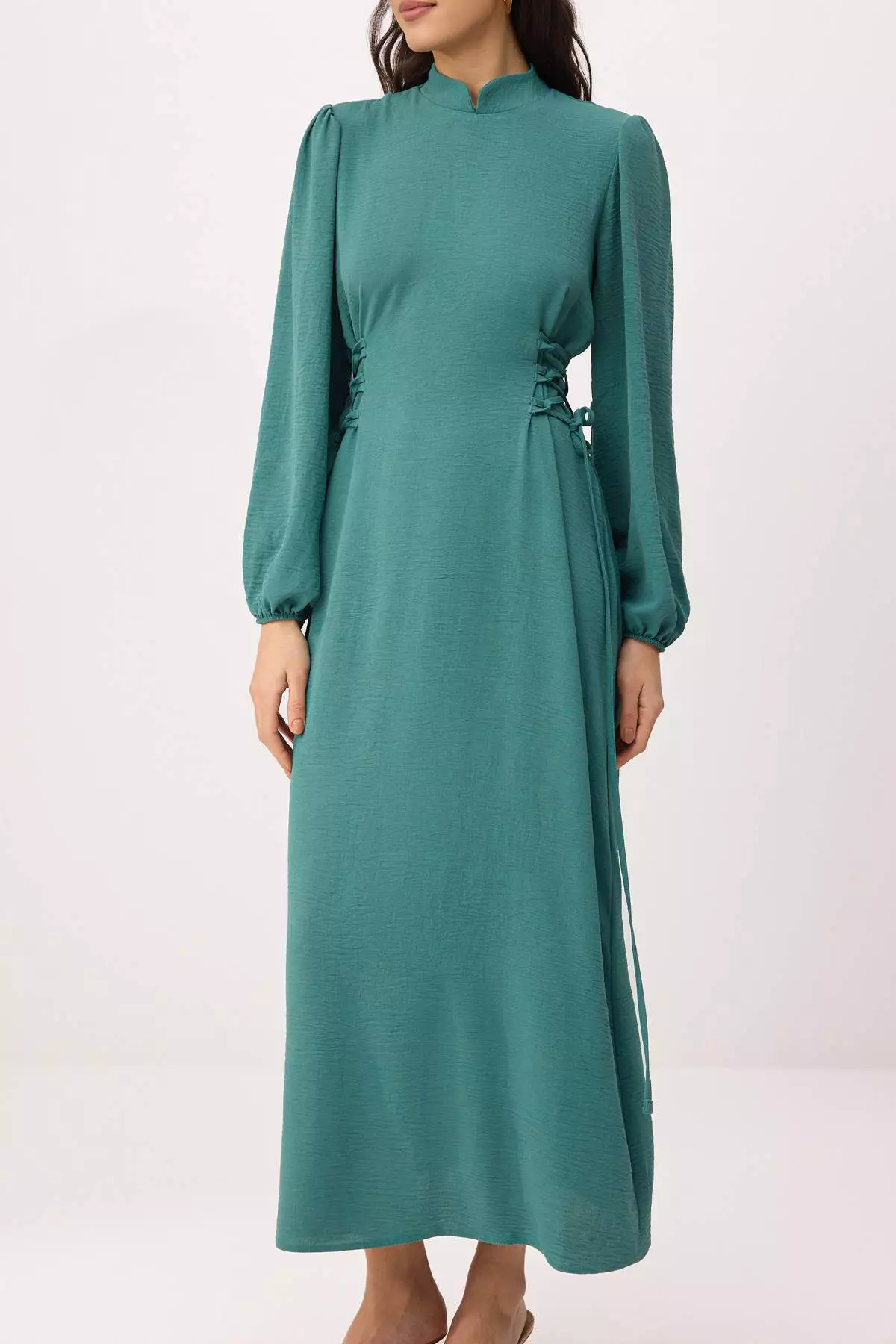Petrol Unlined Plain Woven Dress&Jumpsuit Aerobin Hijab Dress Tctss25Eb00082