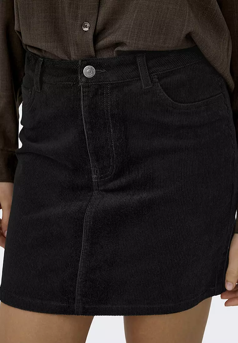 Mid Waist Corduroy Skirt