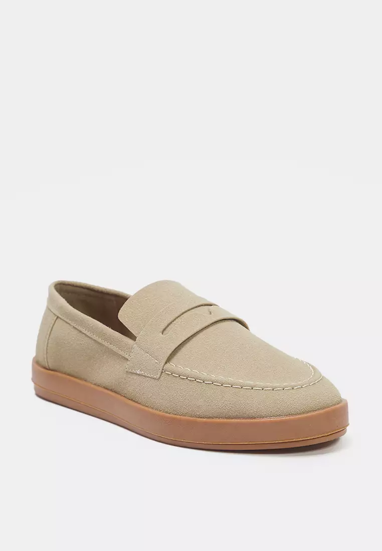 Beige Men's Loafer Shoes Takss25La00019