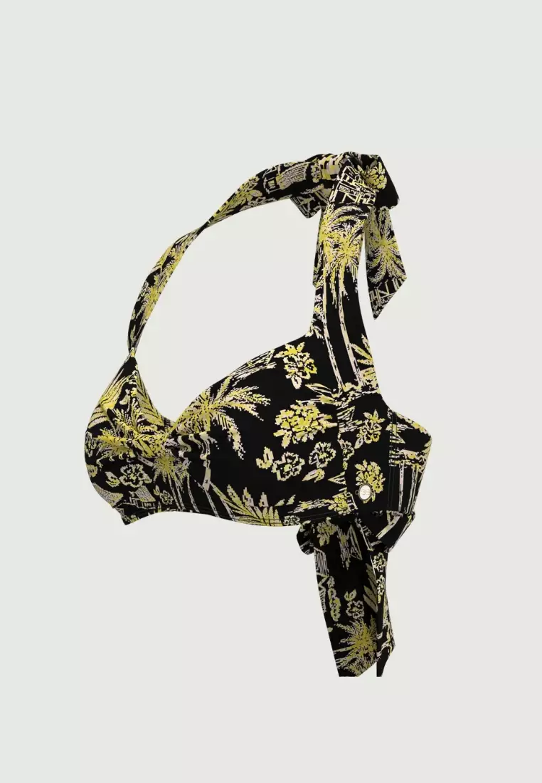 Tropadelic Days Black Knot Front Bikini Top
