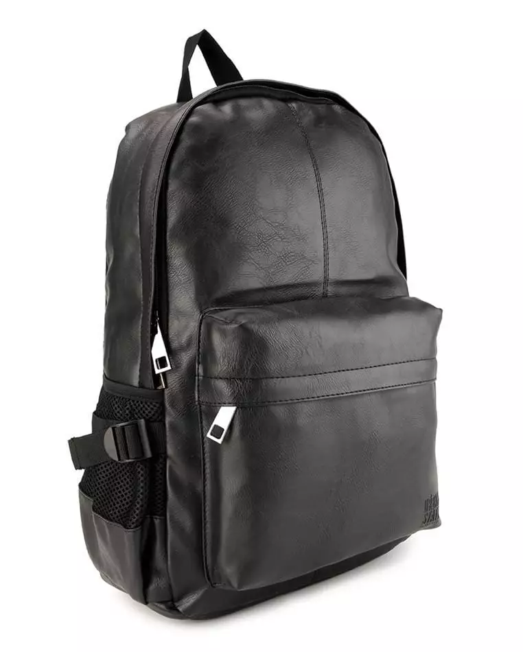 Distressed Leather Mesh Backpack