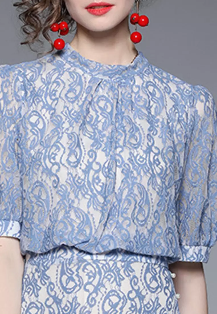 Buy Sunnydaysweety Elegant Hollow Lace Irregular One-Piece Dress ...