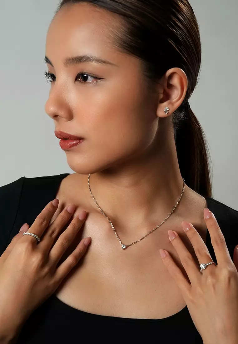 Modern Trillion Cut Lab Grown Diamond Pendant Necklace in 14K White Gold D/E-VVS/VS (0.52ct TDW)