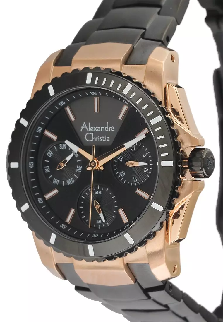 Alexandre Christie Jam Tangan Wanita - Rosegold Black - Stainless Steel - 6455 Rosegold Black Ladies