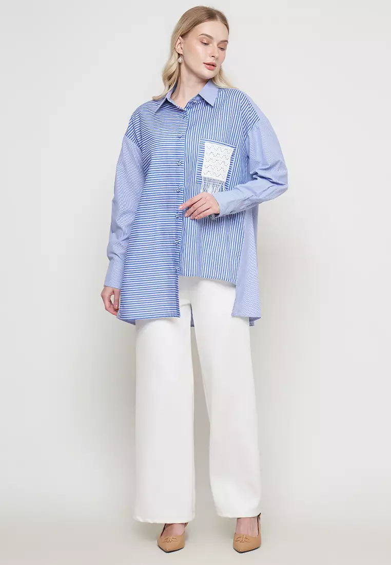 Kamilaa by Itang Yunasz Kemeja April Royal Blue