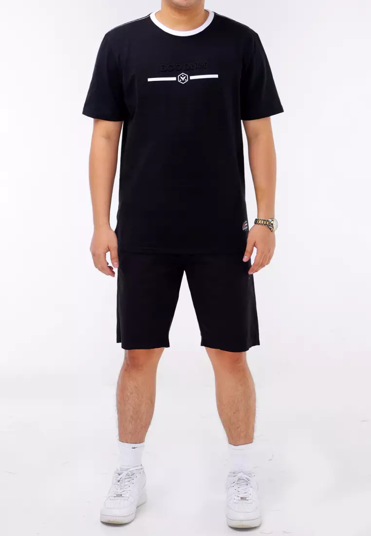 Round Neck Streaky Short Sleeve