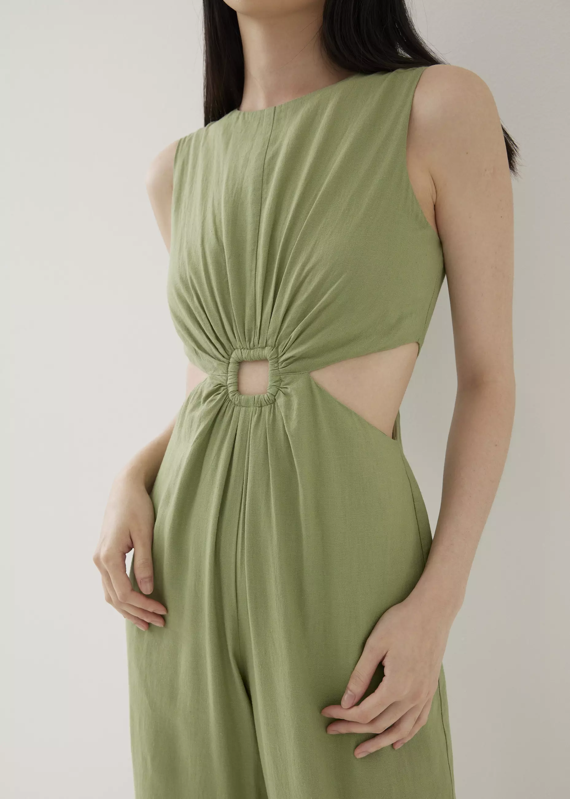 Jumpsuit Wanita - Georgette Linen Cut Out Jumpsuit