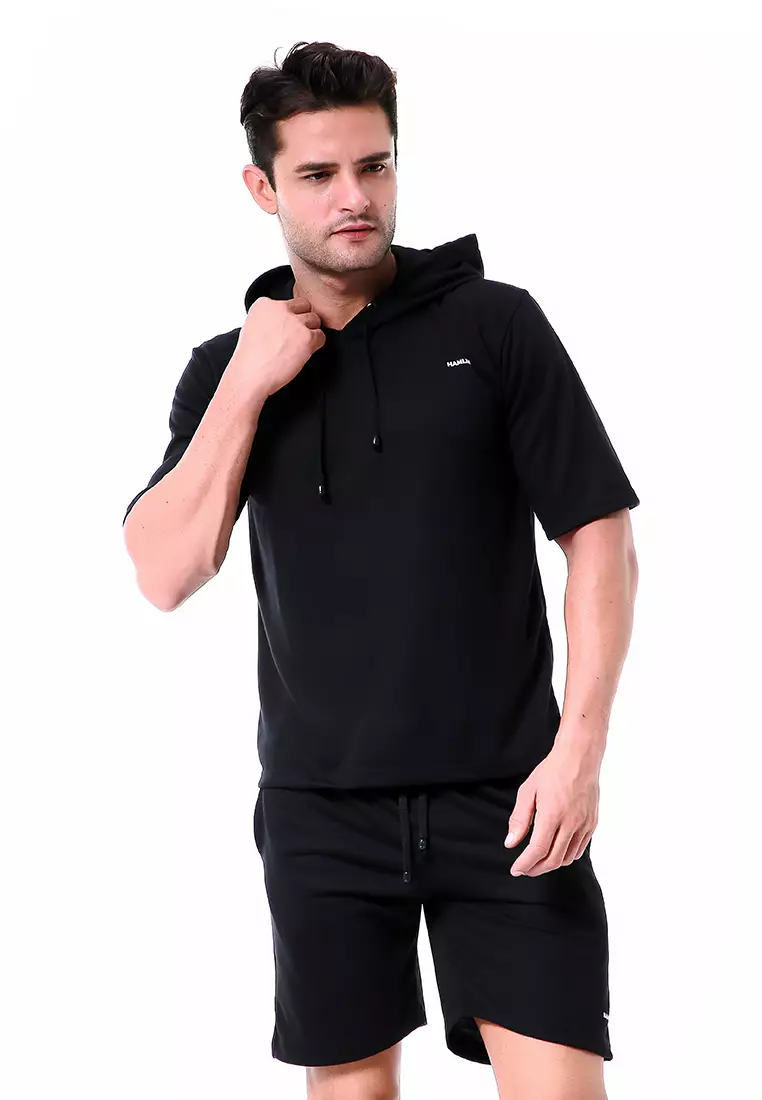 Vincent Setelan Hoodie Pria Sweatshirt Set Casual Motif Polos Material Baby Terry ORIGINAL - Black