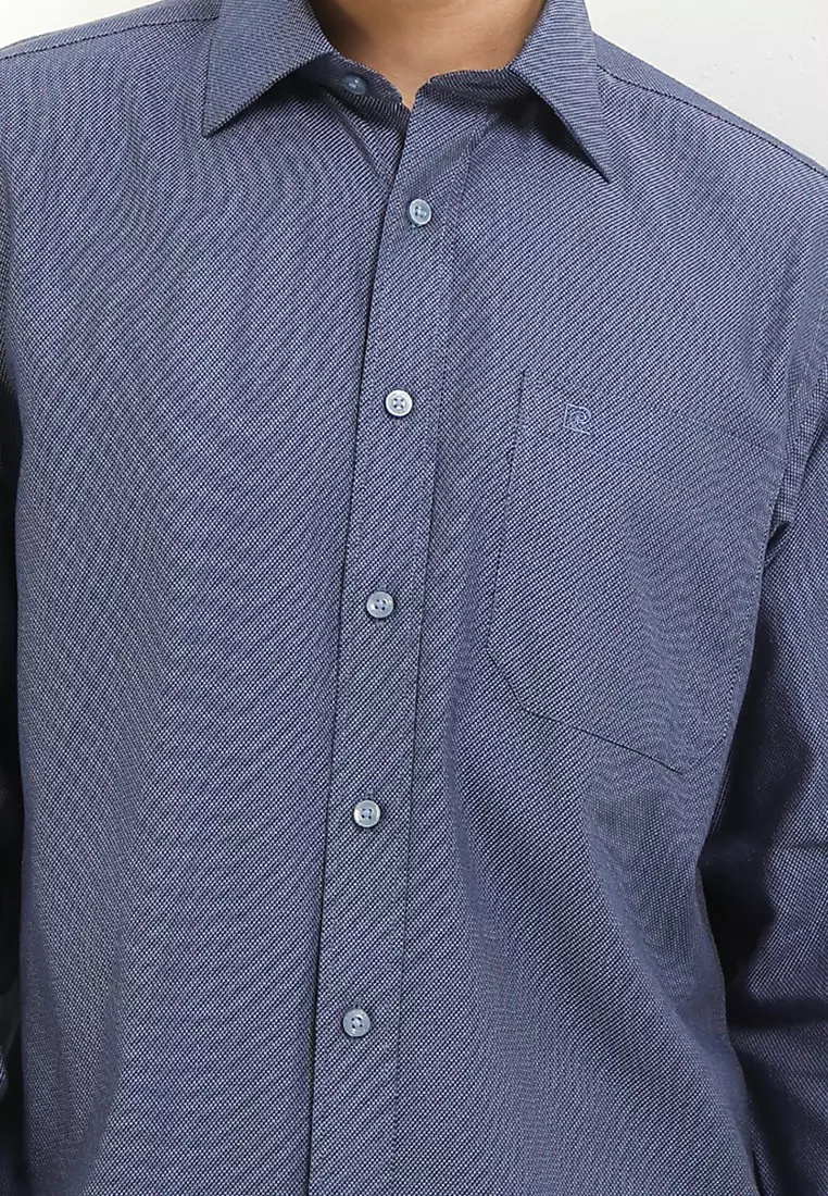 Kemeja Lengan Panjang Pierre Cardin Solid Tide - Blue Formal Look