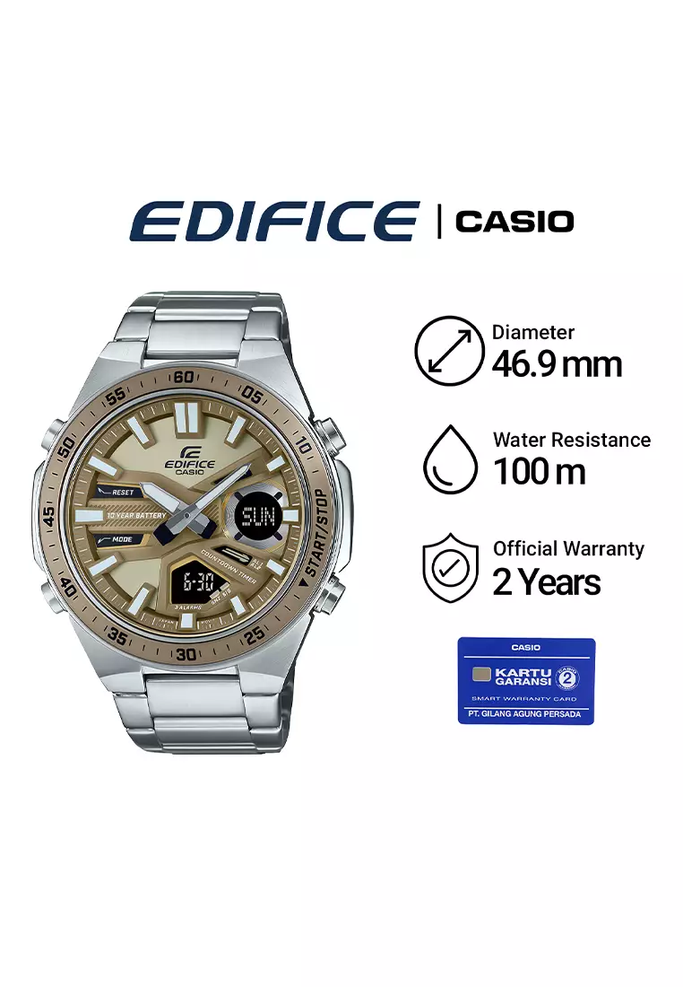 Casio Edifice EFV-C110D-5A - Jam Tangan Analog Digital Pria - Silver Rosegold - Stainless Steel
