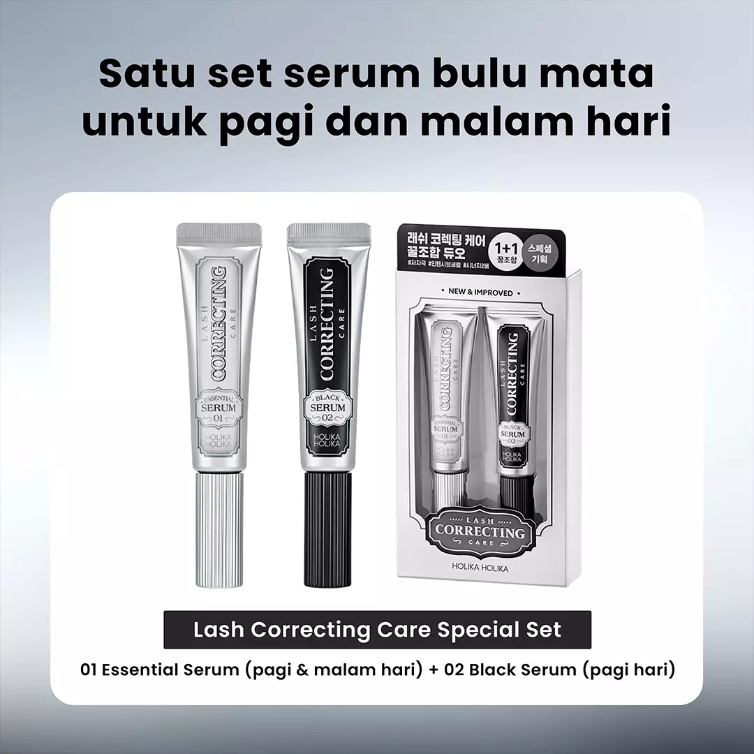 Holika Holika Lash Correcting Care : Essential Serum & Black Serum | Intensive Eyelash Serum & Light Mascara