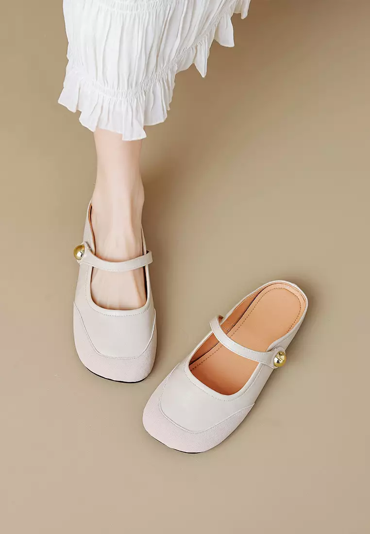 Vintage Buckle Strap Flat Mules WW993-3