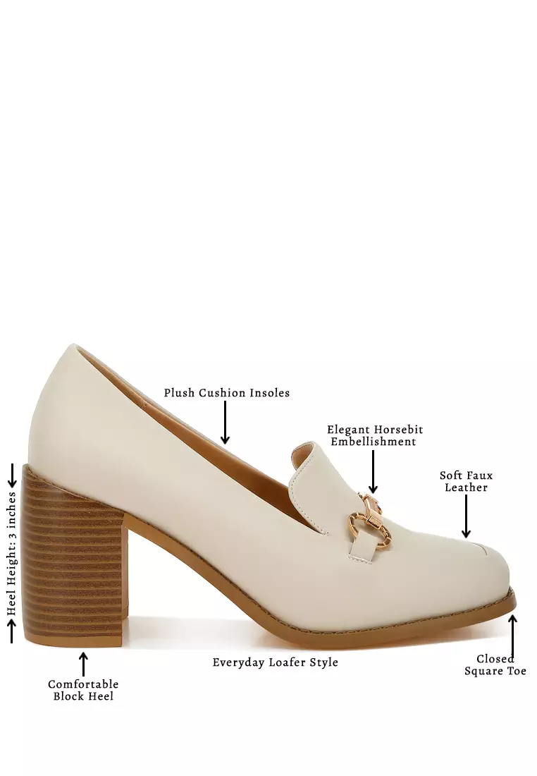 Apricot Classic Block heel Lug Loafers