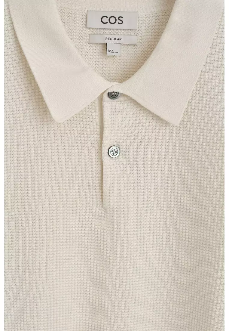 WAFFLE-KNIT COTTON POLO SHIRT
