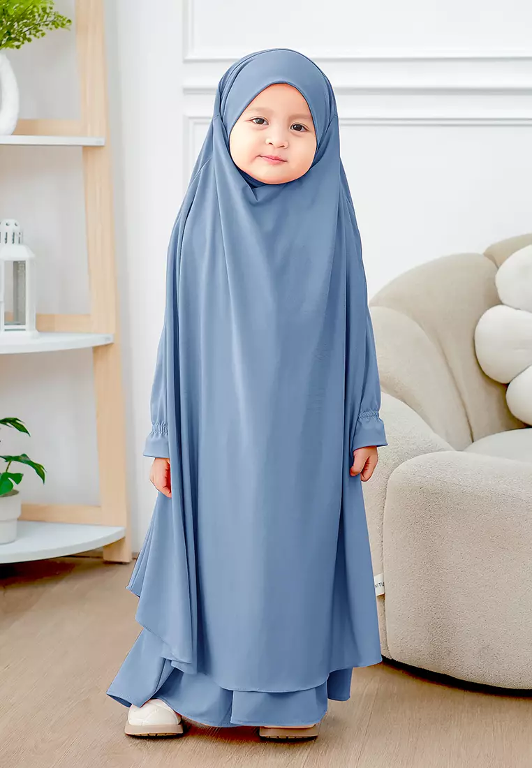 Alyafa Khimar One set Syari | Set Dress Gamis Syari Cadar - Anak - M