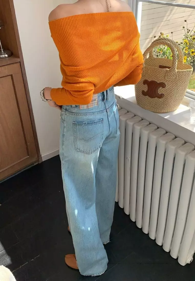 Spring high waisted straight leg jeans CA25031910BL