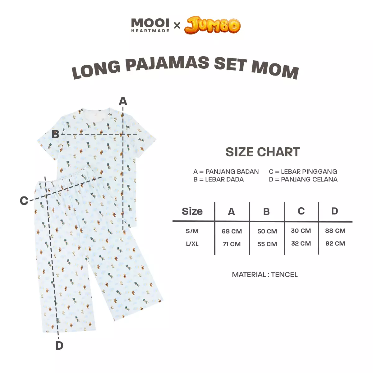 Mooi x Jumbo Piyama Dewasa Setelan Tencel Long Pajamas Adult - Don