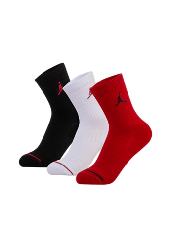 Jordan red Jordan Jumpman 3-Pack Ankle Socks (Little Kids) BBCEFKA709C76FGS_1