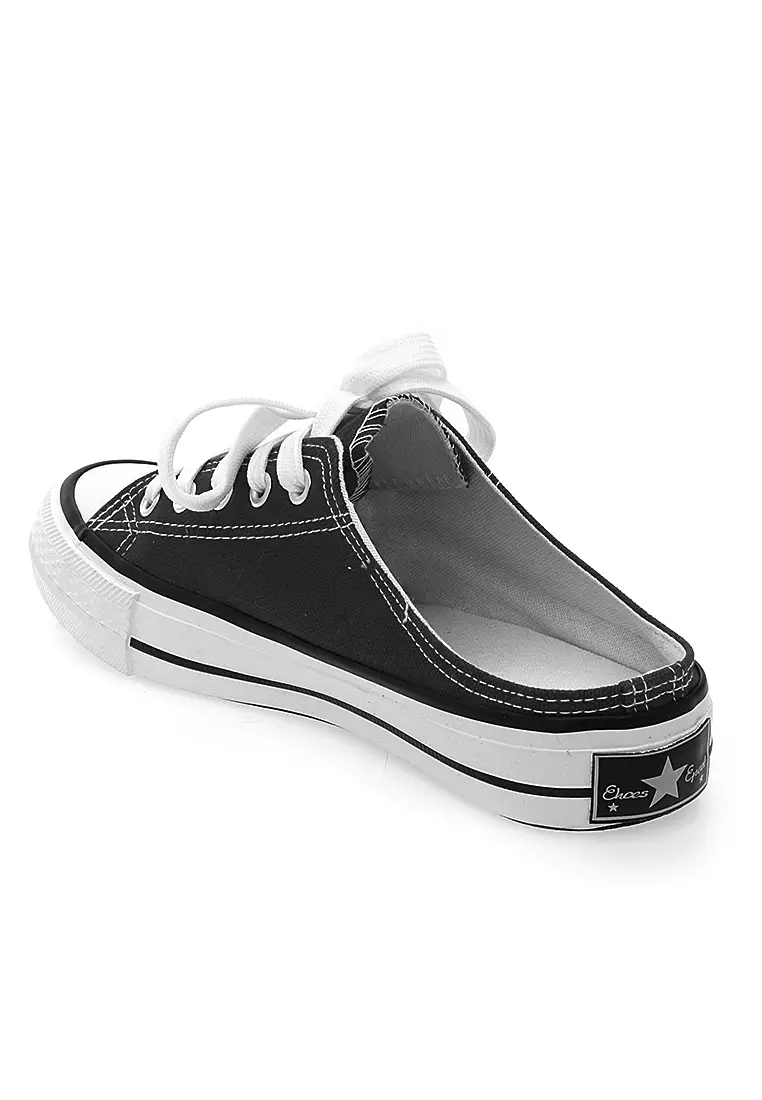 Sneakers Slip On Casual Pria Wanita Tali Ikat Comfortable - Black