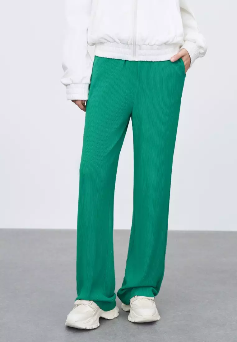 Elastic waist outlet straight leg pants