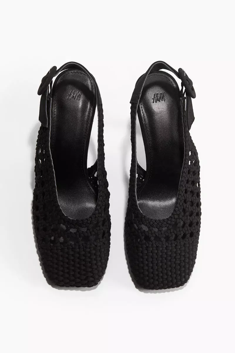 Braided canvas slingbacks