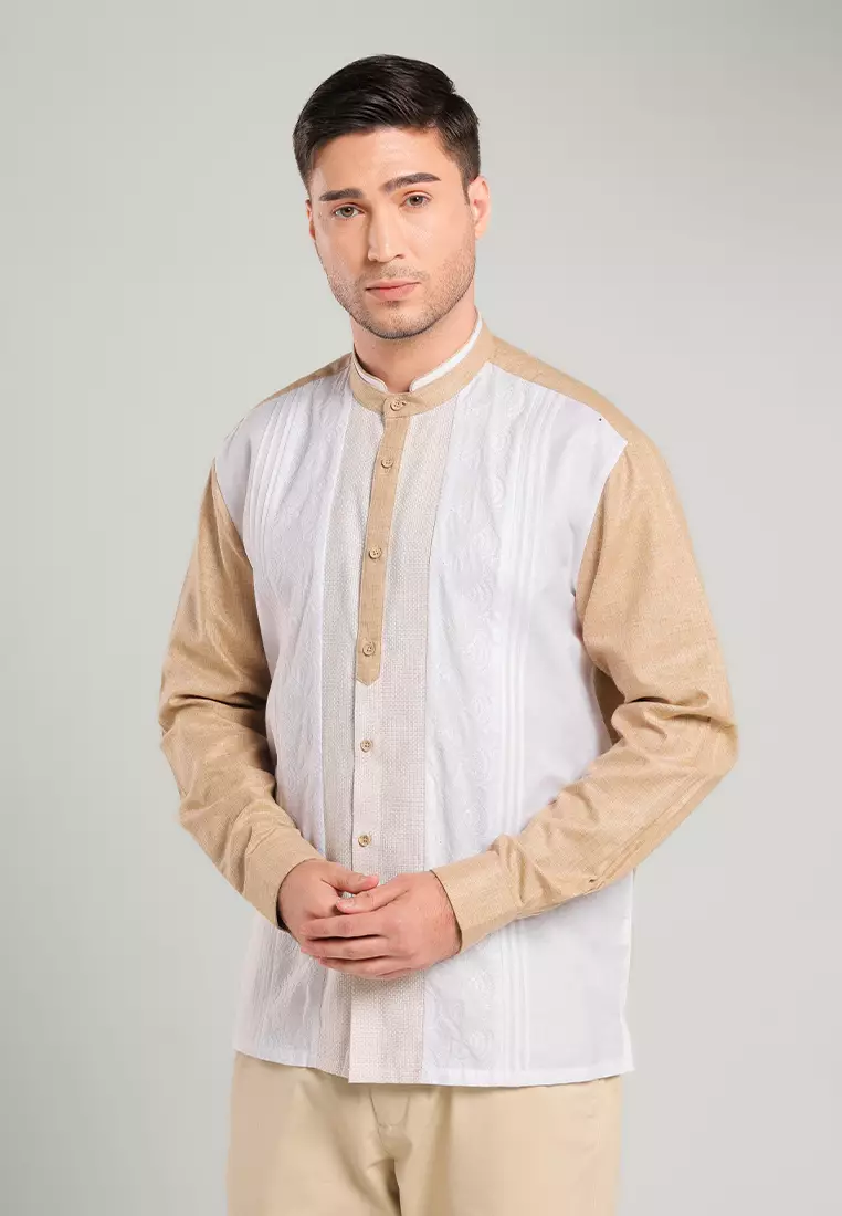 MOC Kemeja Koko Lengan Panjang Pria Bagdad B - Khaki