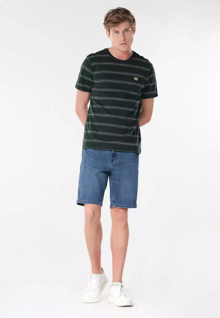 Frontier Relaxed Straight Denim Shorts for Men in Guardian Color