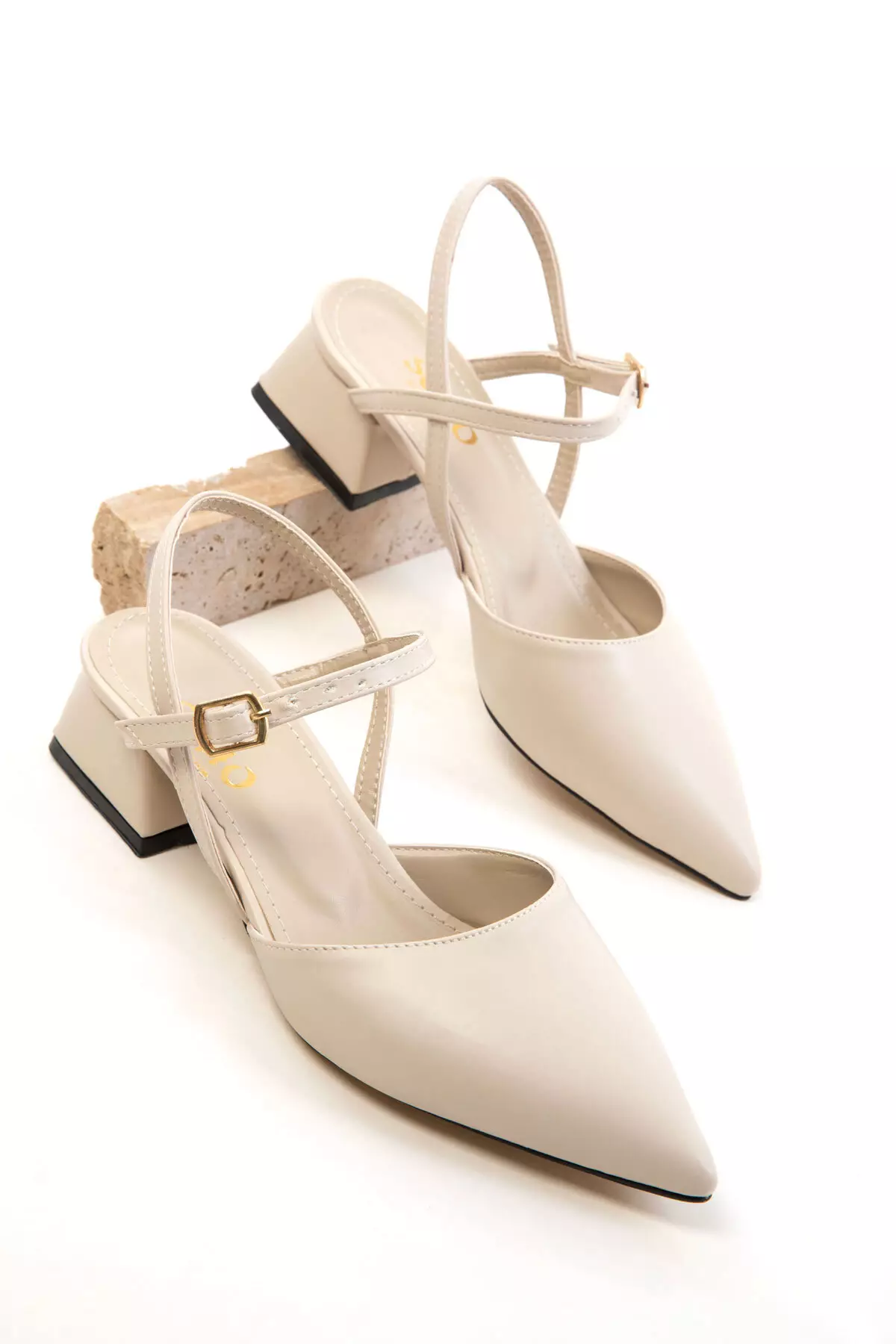 Beige Women's Classic Heeled Shoes 20655