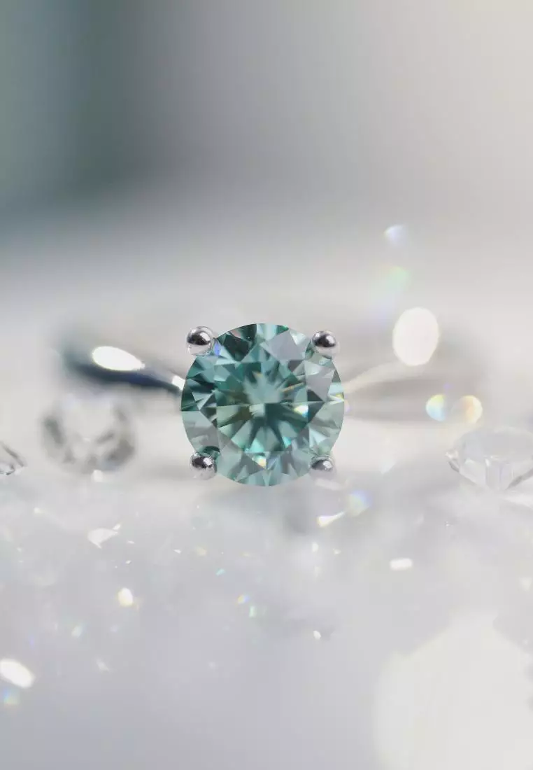 Berlian Moissanite La Classique Turquiose Ring [GRA CERTIFICATE MOISSANITE DIAMOND] - Cincin 1carat Moissanite Diamond 925 Silver Celesta by Her Jewellery