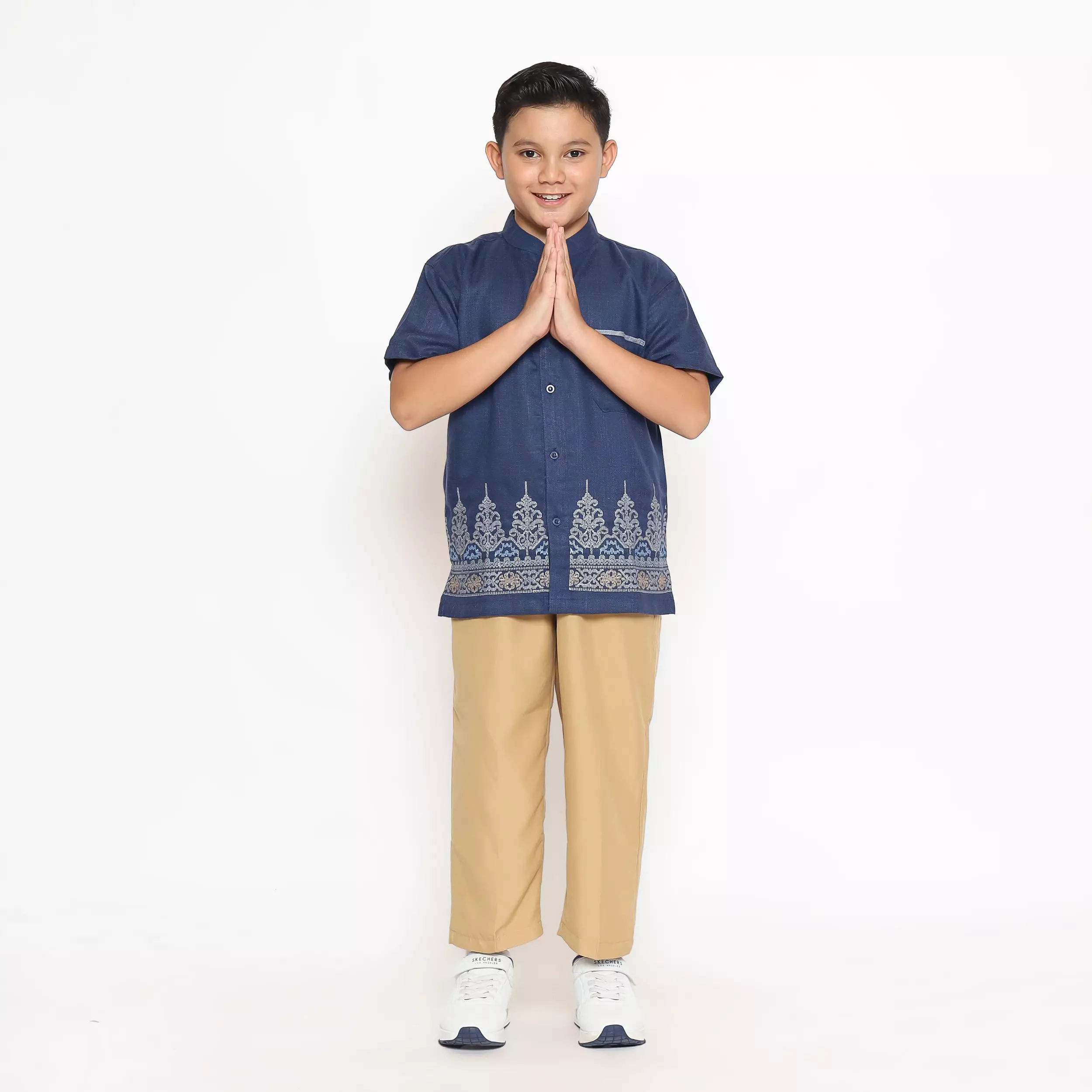 Baju Koko Anak Laki Bordir Gapura Navy Setelan - NOBLE