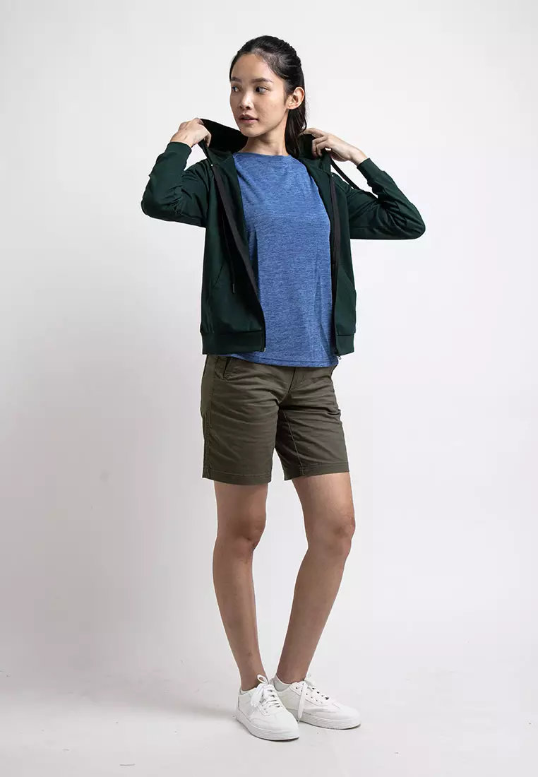 Forest Ladies Stretchable Sweatshirt Cotton Terry Hoodie Women Jacket | Jaket Perempuan - 830108-40DkGreen