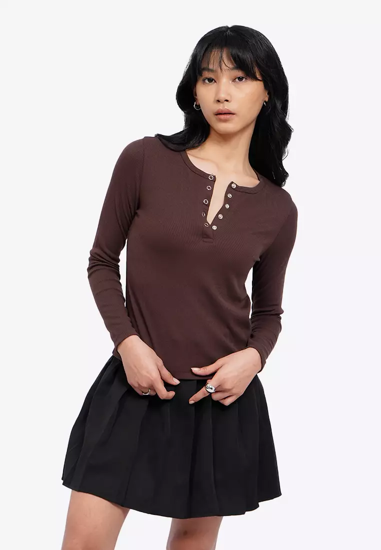 Long Sleeve Henley Top