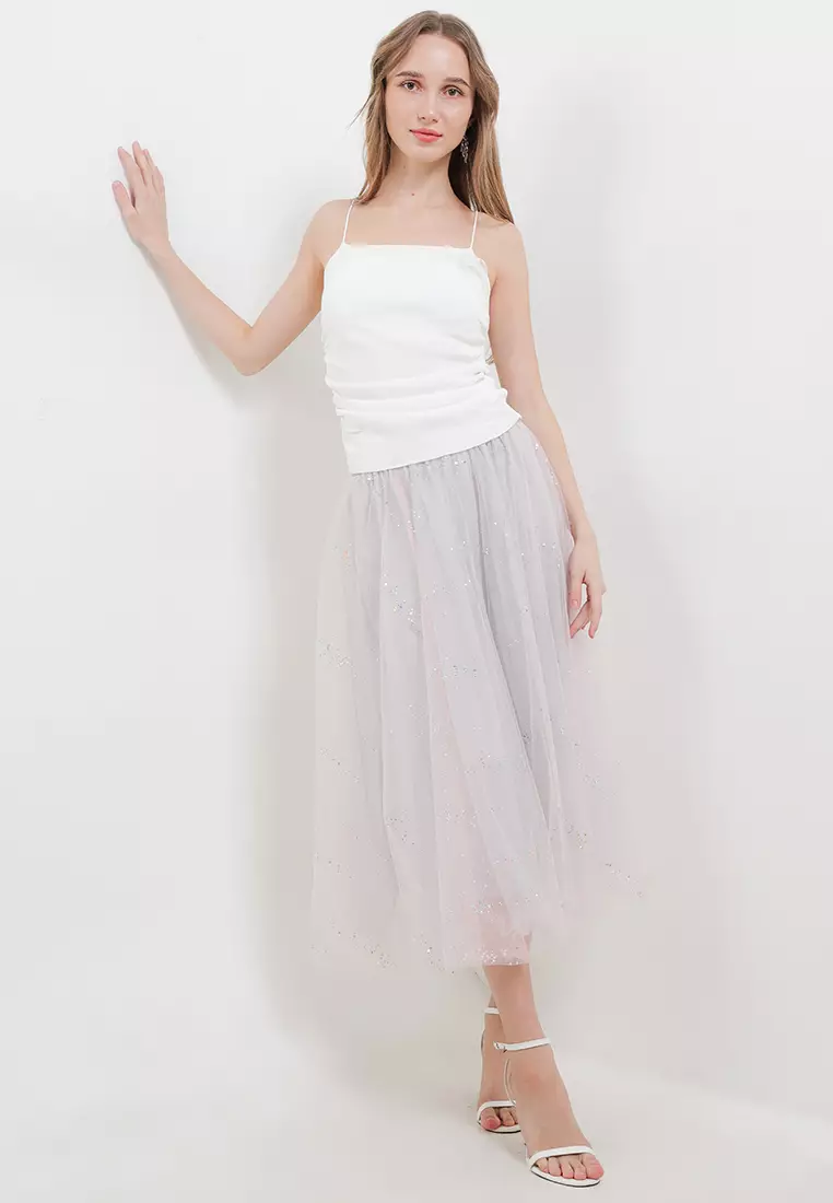 Padded Tank Top W/ Butterfly Lace