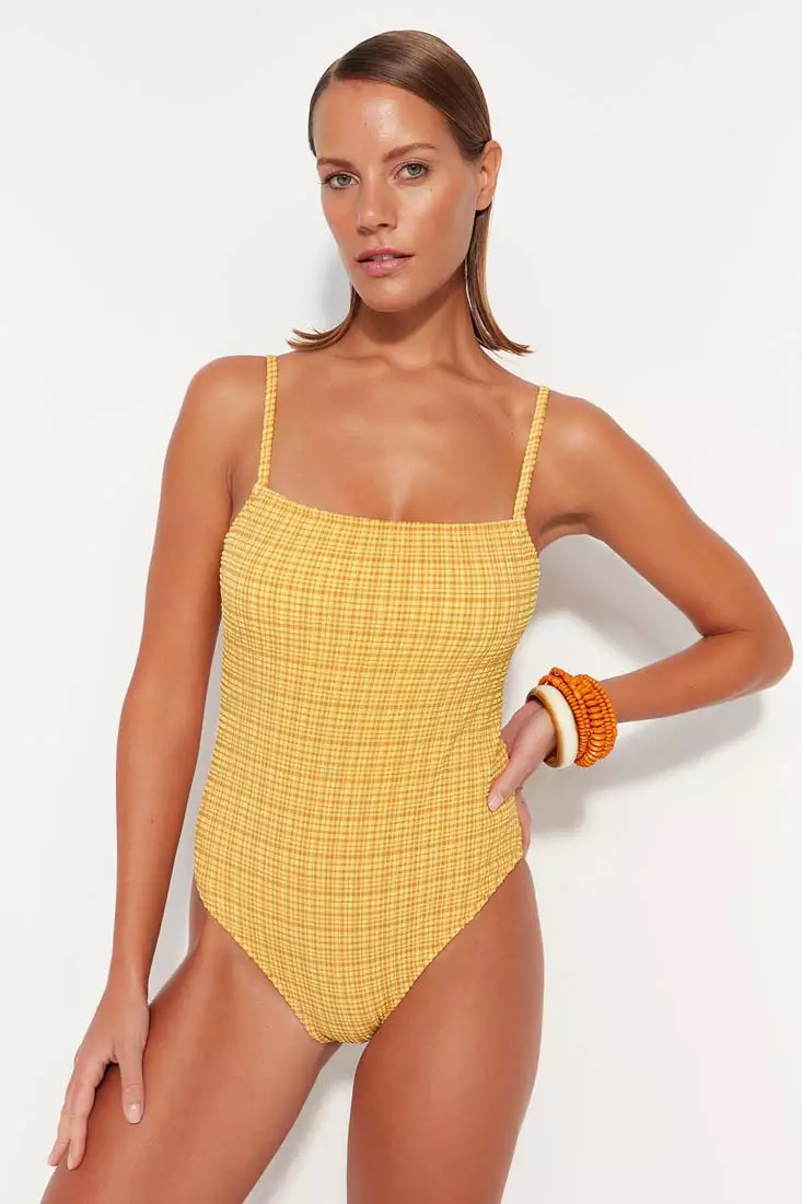 Gingham swimsuit store one piece