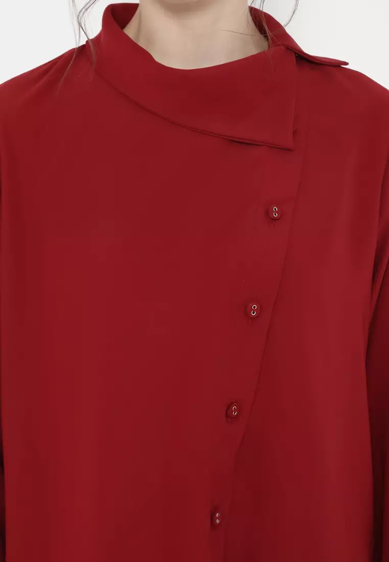 Asymmetrical Maroon blouse for Independence Day By Brilliant Girl Warna MARUN