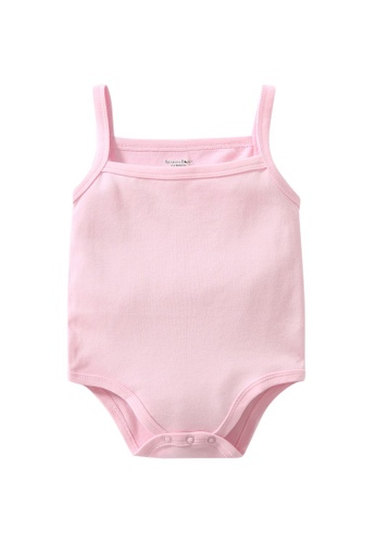 AKARANA BABY pink Spaghetti Strap Bodysuit Baby Romper - Pink 9B8F1KA192B321GS_1