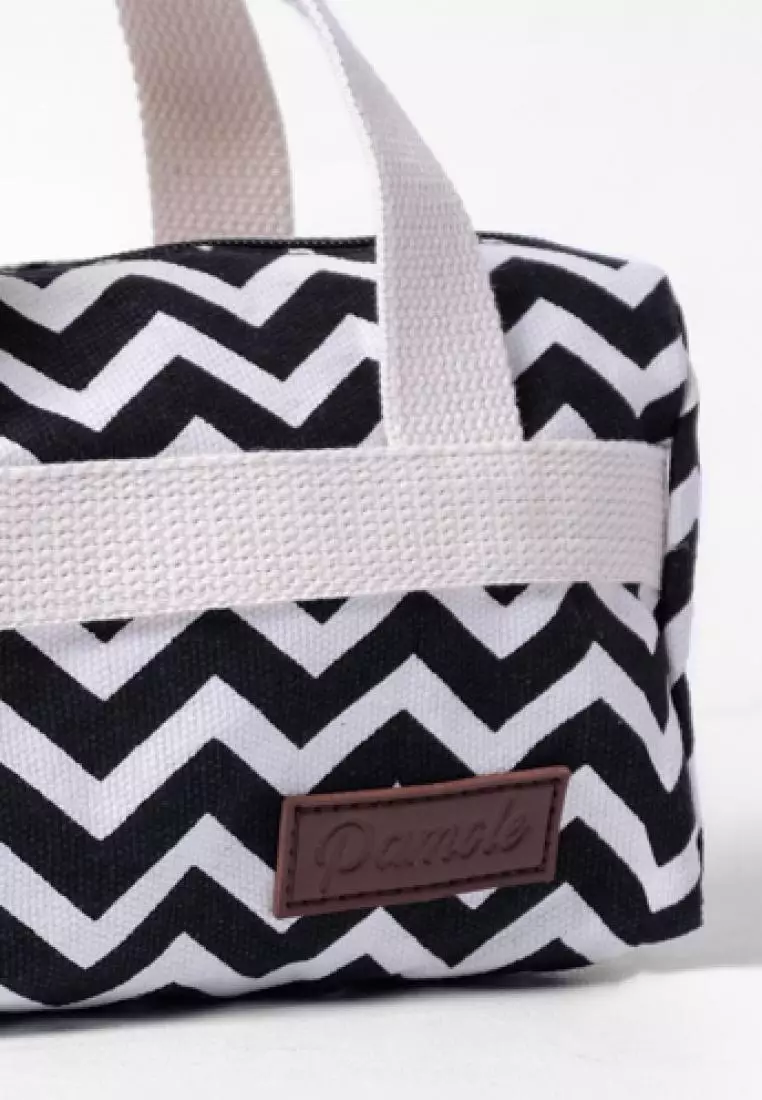 Pamole Pouch Kosmetik Bahan Kanvas Penutup Resleting - Zig Zag