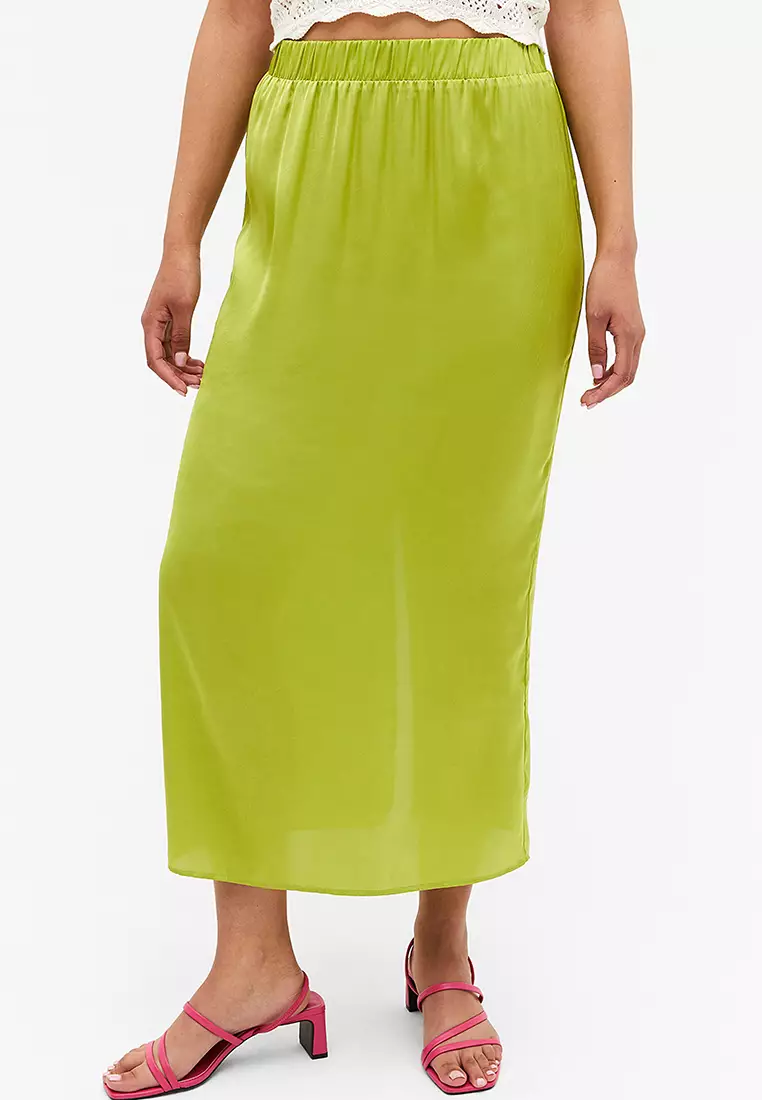 Satin midi outlet skirt monki