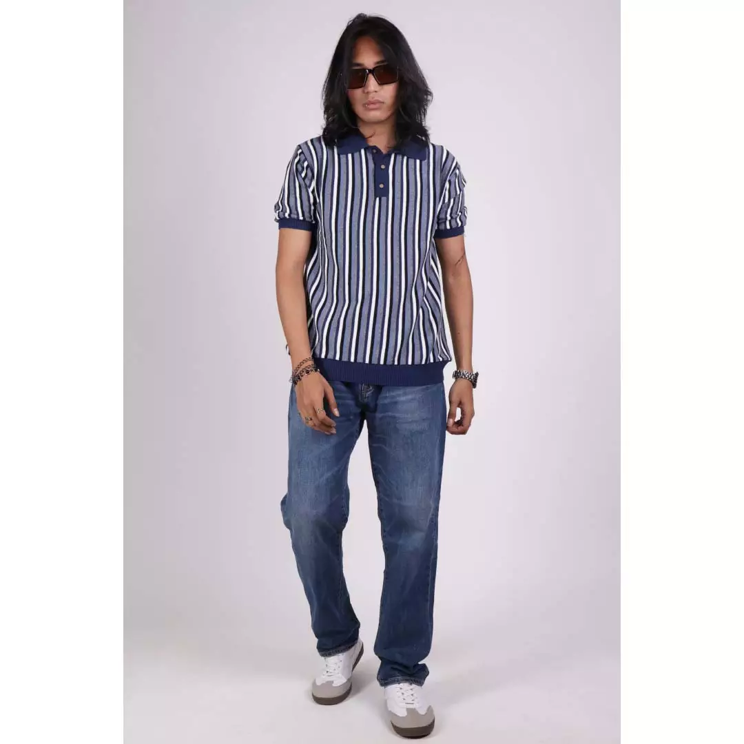 Emba Denim - Stern Kaos Pria Polo Knit Regular Fit  Navy