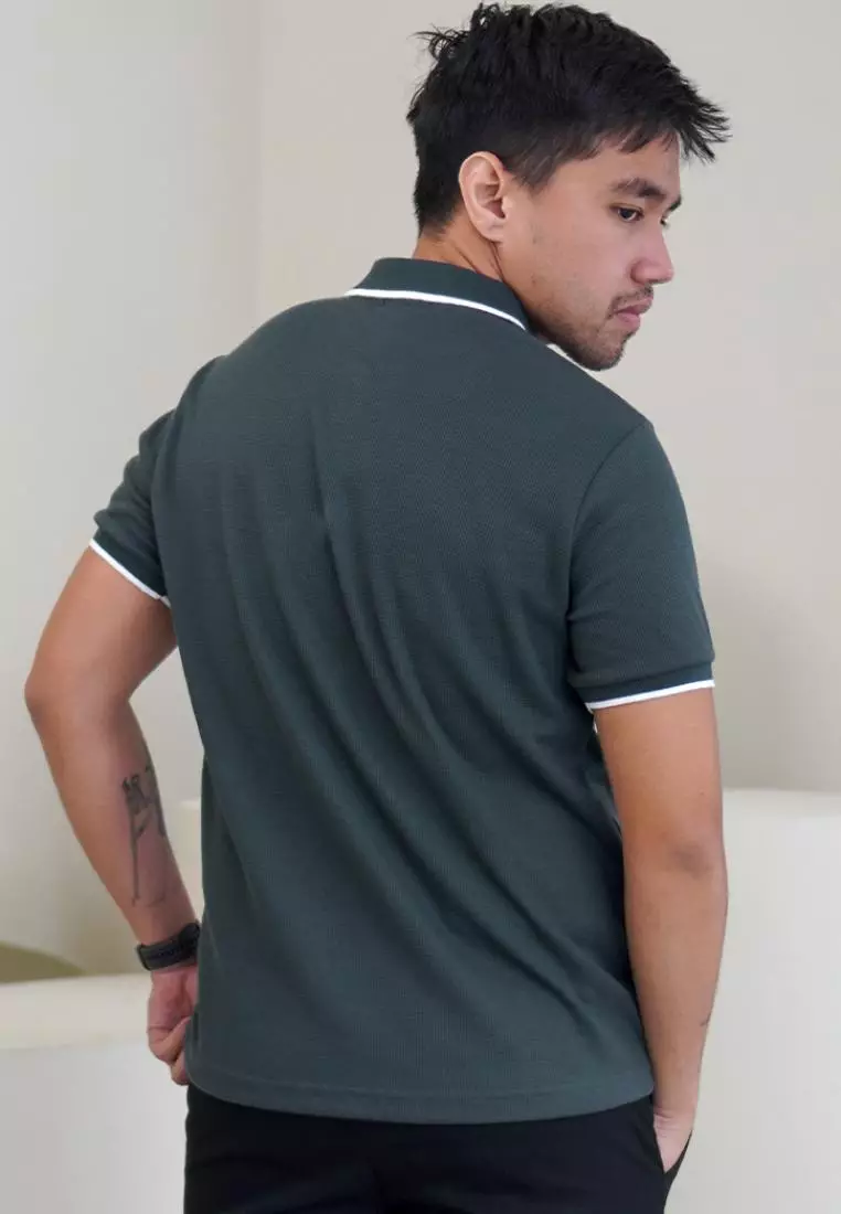 MATSUDA Kaos Polo Pria Waffel Kerah Otsuki