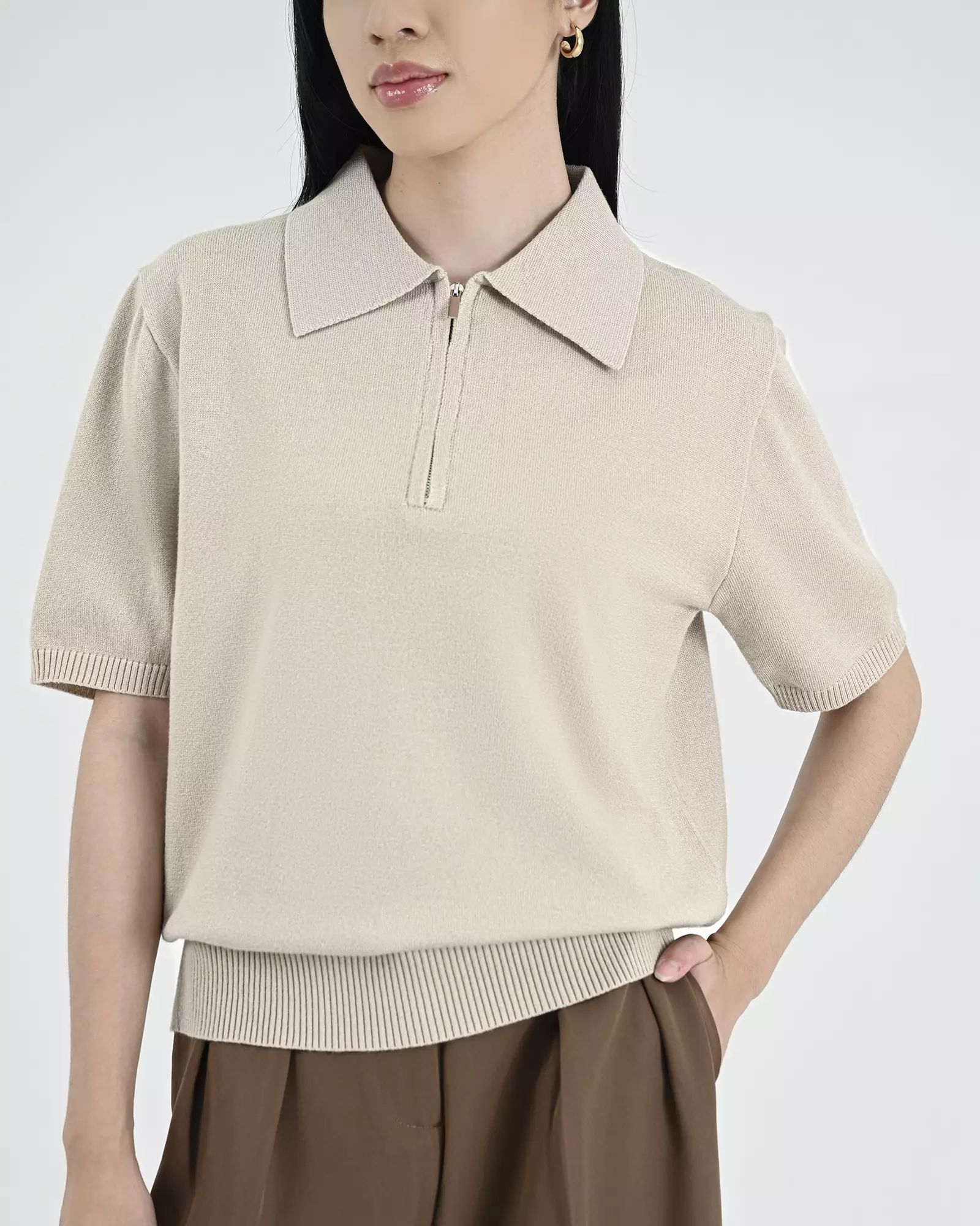 Geulis.id BORINI KNIT TOP - Beige