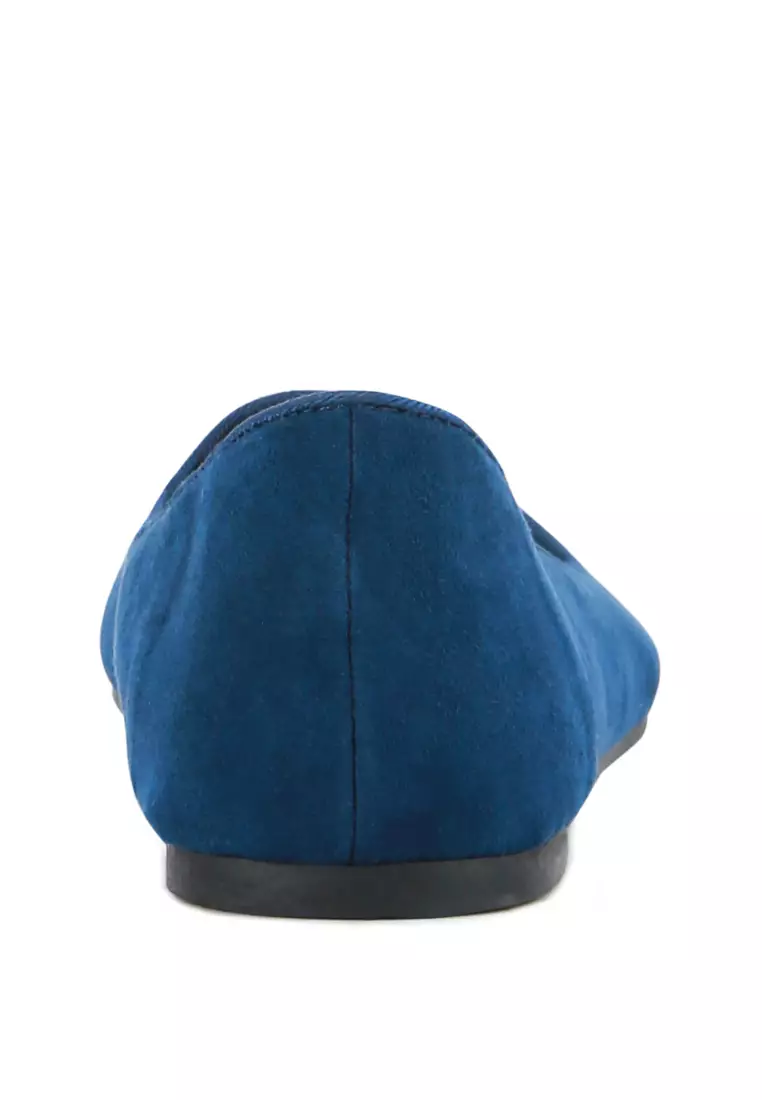 Navy Microfiber Casual Ballerinas