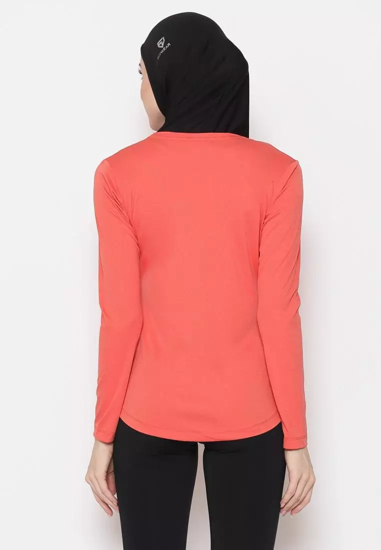 Fitwear - Kaos Olahraga Wanita NEW AURORA LS BASELAYER EAZYDRY - PASTEL ORANGE