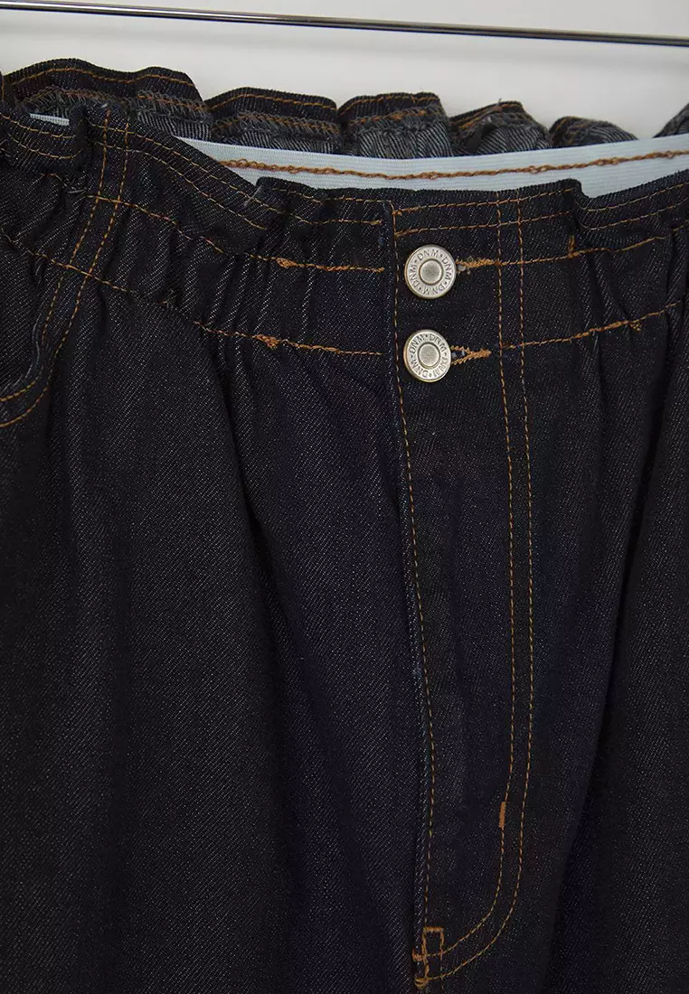 High Waist Elastic Waist Plus Size Mom Jeans