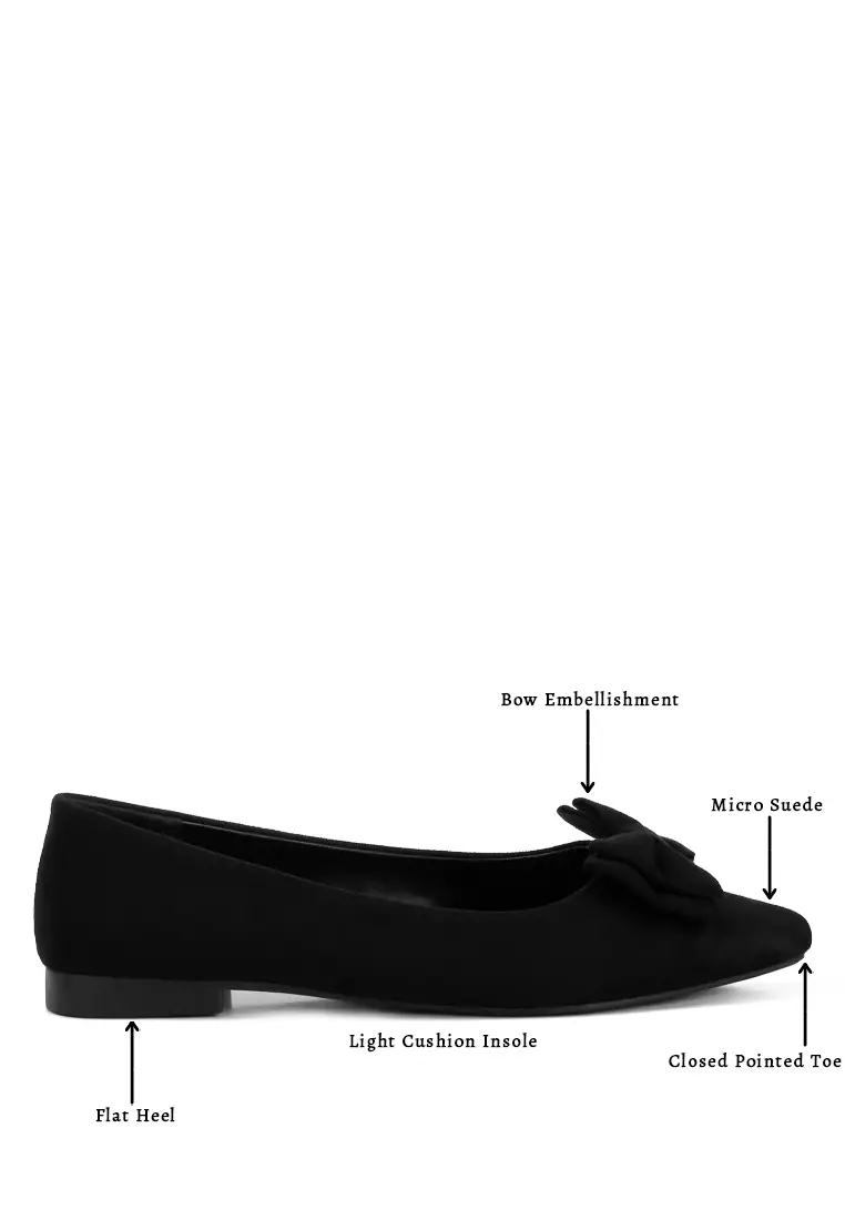 Black Micro Suede Bow Ballerinas
