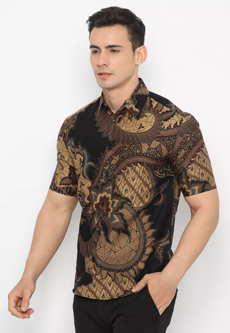 Kemeja Batik Slimfit Nararya Lengan Pendek - Black