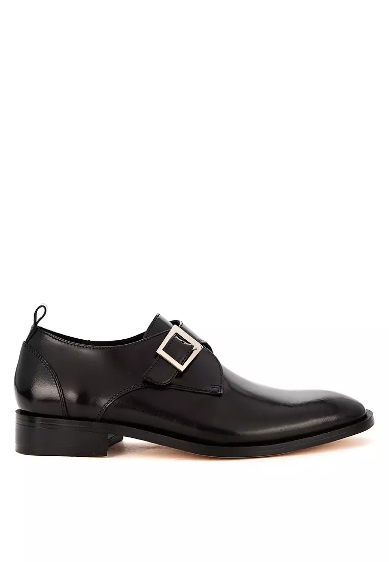 Fritz Black Single Monk Strap Shoes