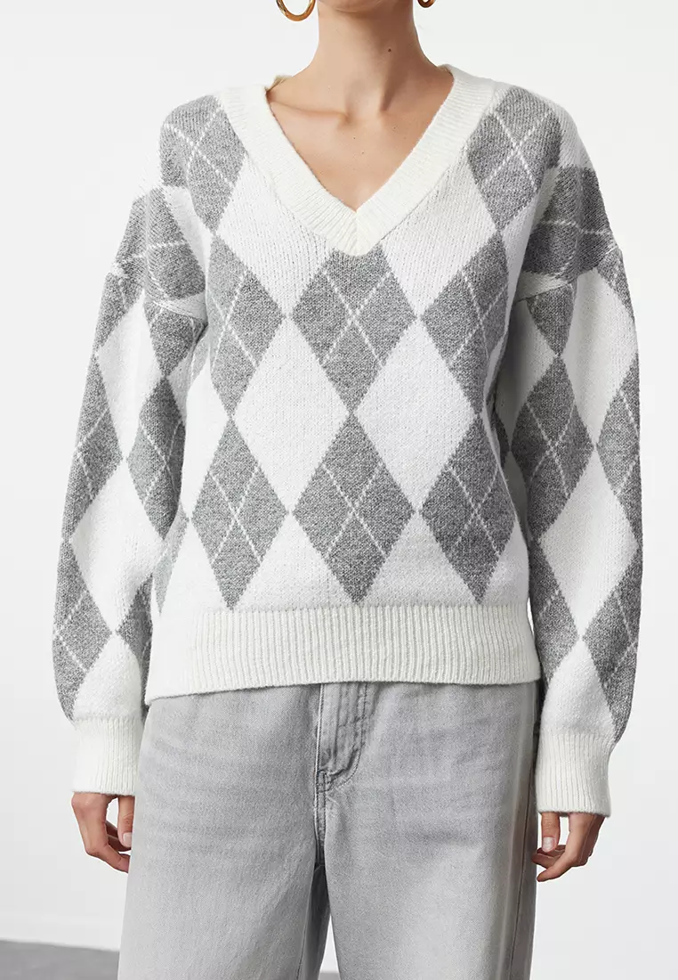 Ecru Soft Textured Baklava Knitwear Sweater TWOAW25KZ00200